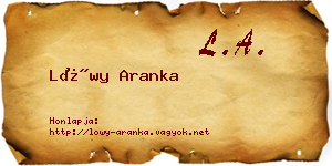 Lőwy Aranka névjegykártya
